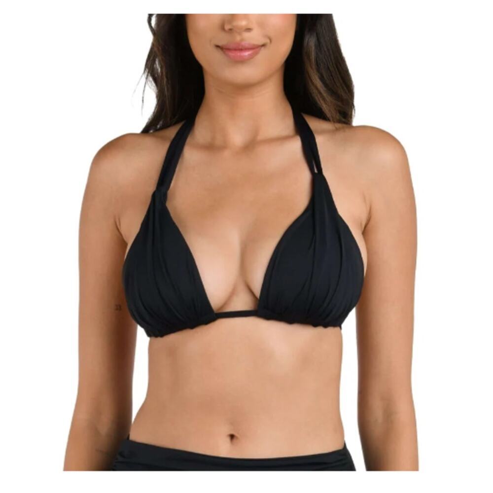 La Blanca Women's Black Island Goddess Halter Triangle Top Size 6